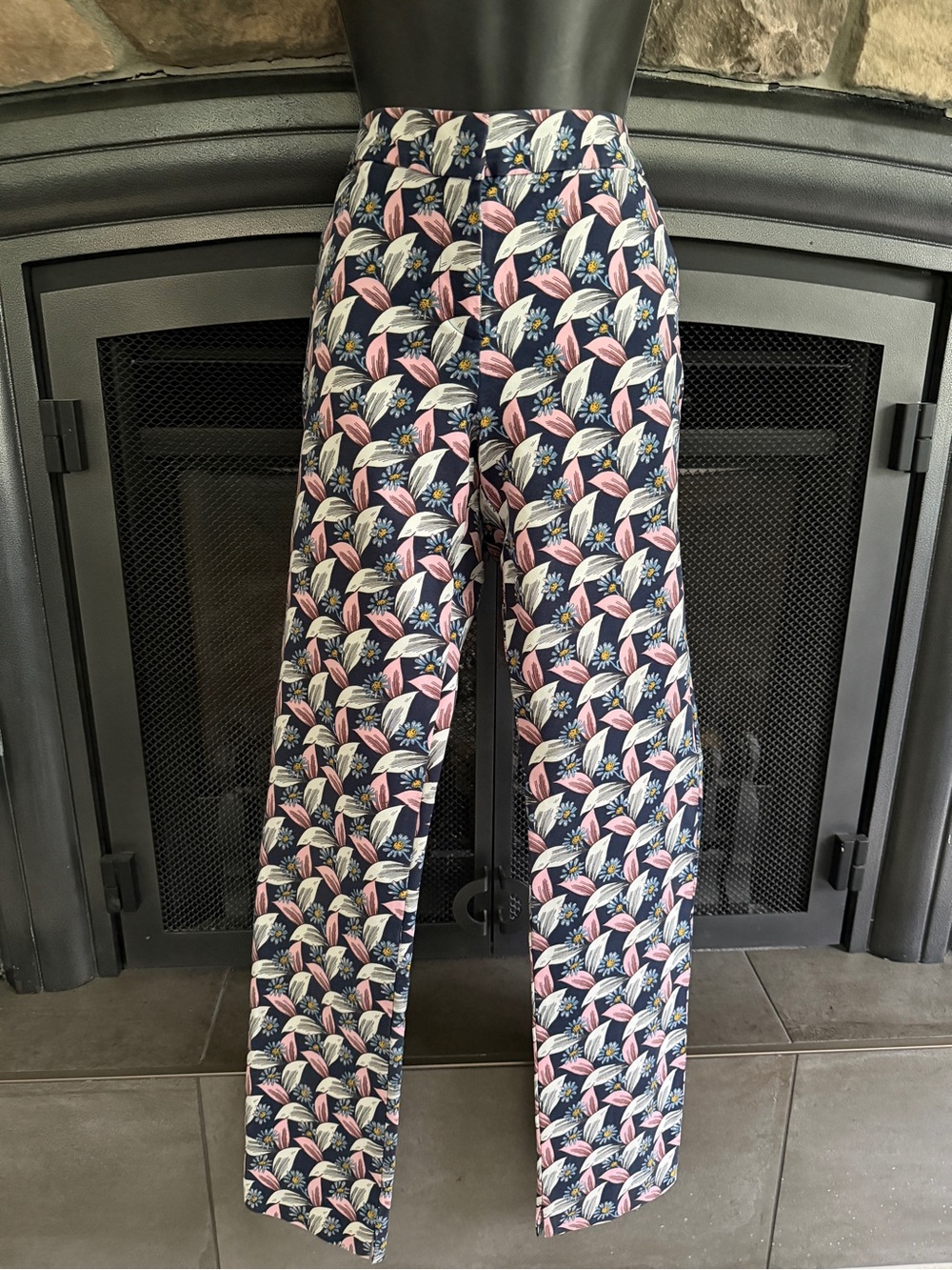 Boden pants with Pink Cream and navy Blooms